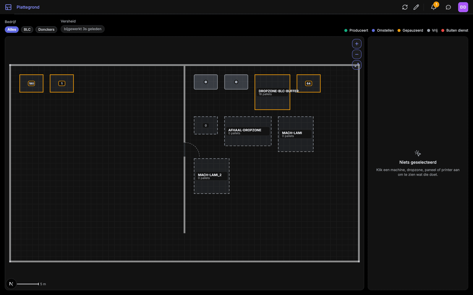 Donckers ERP — A live, scaled map of the plant